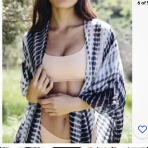 Michael Stars multi-use batik tie dye black white viscose scarf wrap EUC